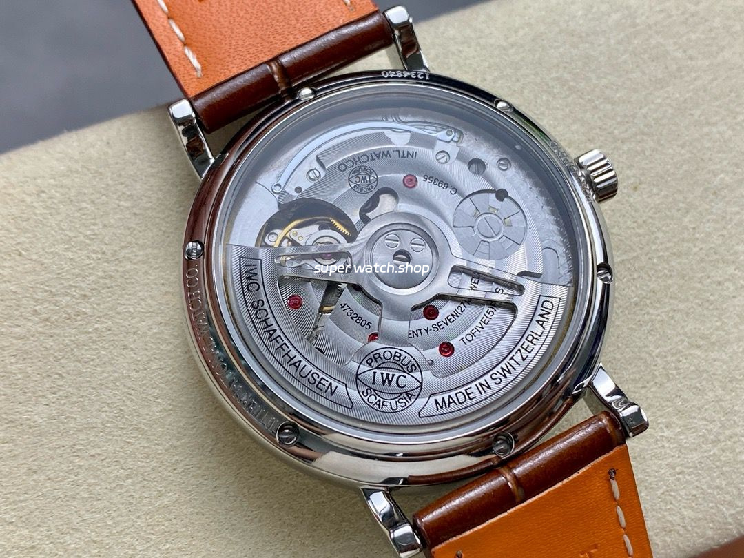 TWA Factory IWC Portofino Hand-Wound IW516401 45mm Gold Needle Steel Brown Leather Strap White Dial - Image 7