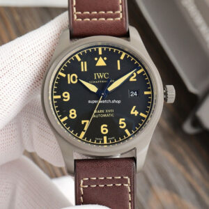V7 Factory IWC XVIII Heritage Pilot Mark IW327006 40mm Titanium Leather Strap Arabic Numerals Black Dial