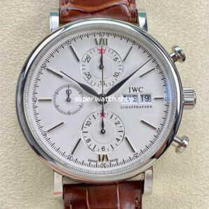 VVS Factory IWC Portofino Chronograph IW391007 42mm Steel Leather Strap Silver Dial