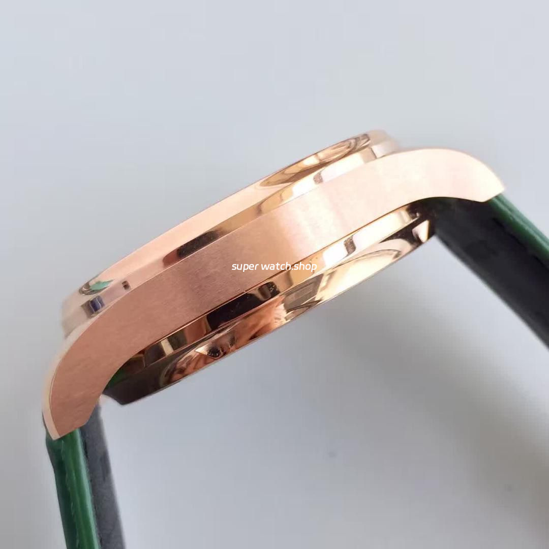 YL Factory IWC Portuguese IW500713 42.3mm Rose Gold Leather Strap Rose Gold Arabic Number Dark Green Dial - Image 5
