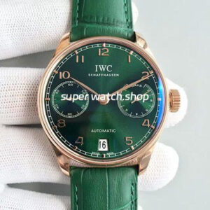 YL Factory IWC Portuguese IW500713 42.3mm Rose Gold Leather Strap Rose Gold Arabic Number Dark Green Dial