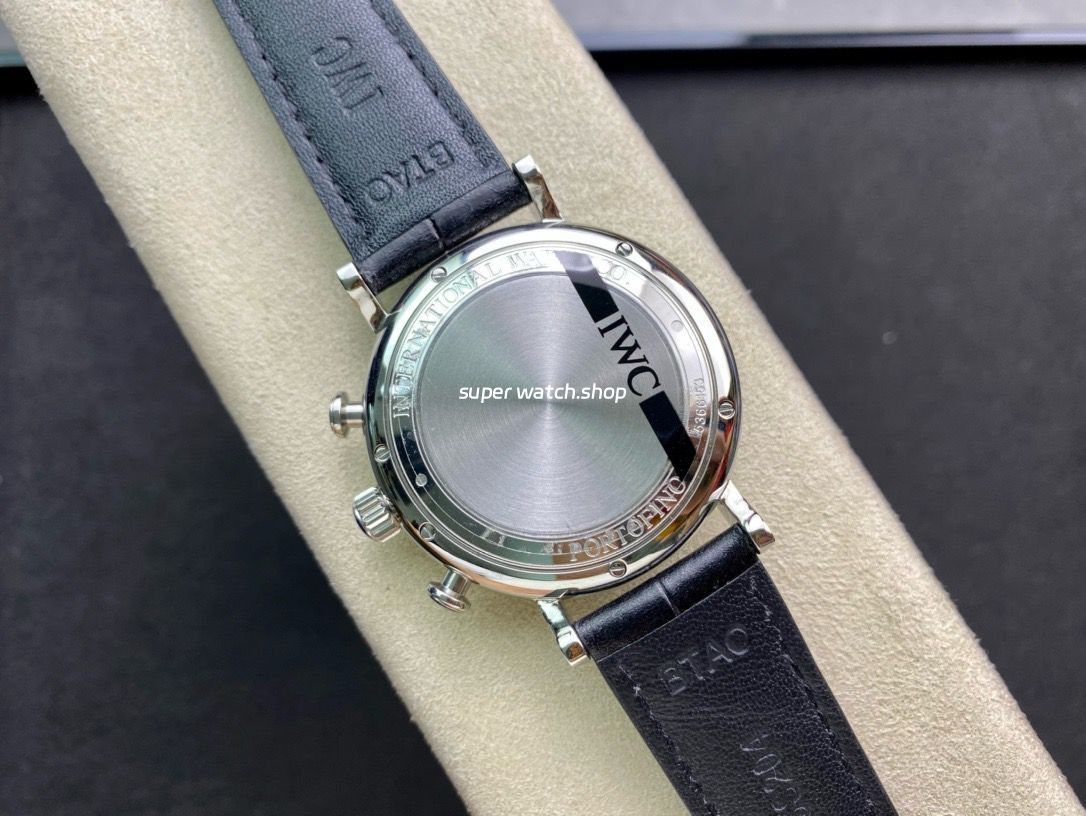 ZF Factory IWC Portofino Chronograph IW391031 42mm Steel Leather Strap Silver Dial - Image 7