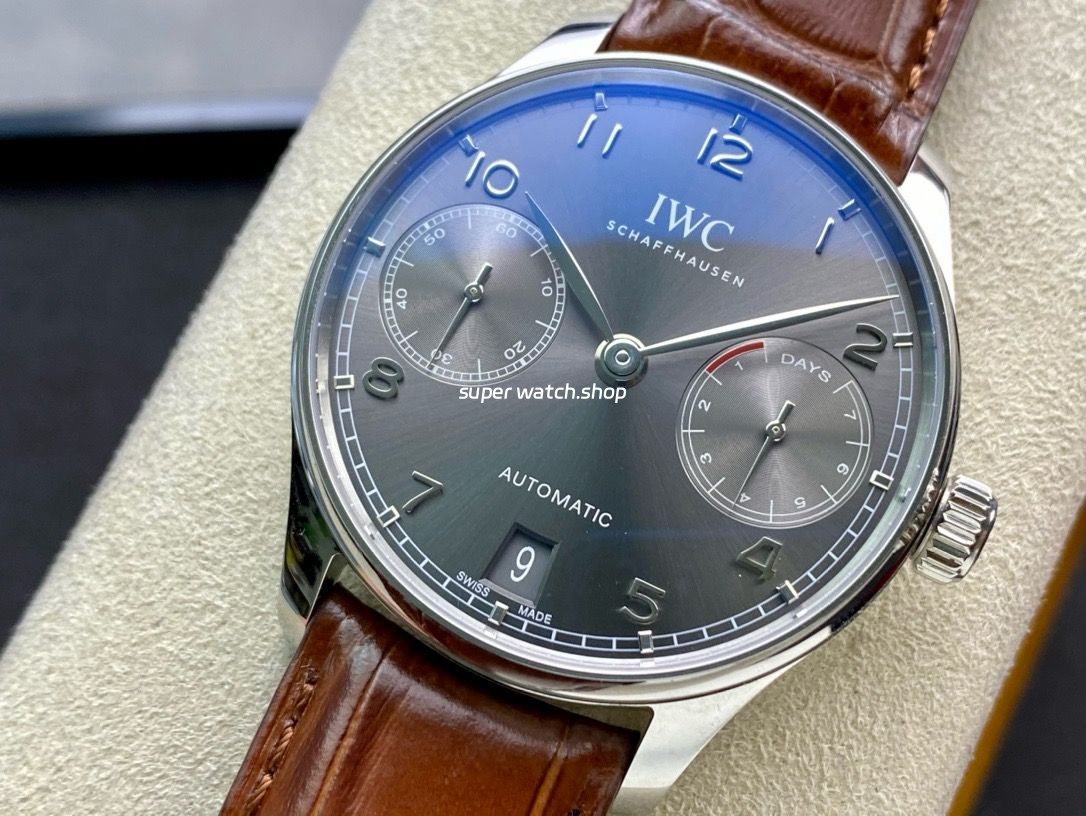 ZF Factory IWC Portuguese Automatic IW500106 42mm Steel Leather Strap Arabic Numerals Grey Dial - Image 3