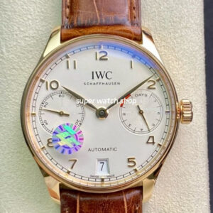 ZF Factory IWC Portuguese Automatic IW500701 42mm Rose Gold Leather Strap Arabic Numerals Silver Dial