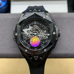 BBF Factory Hublot Big Bang Sang Bleu II 45mm 418.CX.1114.RX.MXM20 Black Ceramics Black Rubber Strap Black Skeletonized Dial