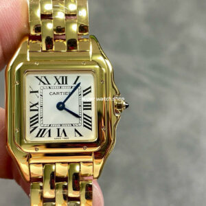 AF Factory Cartier Panthère W25014B9 27mm Full Yellow Gold Roman Numerals Silver Dial