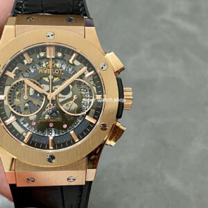 HB Factory Hublot Classic Fusion Aerofusion 525.ox.0180.lr 45mm Rose Gold Leather Strap Skeletonized Dial