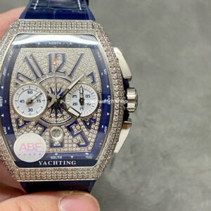 ABF Factory Franck Muller Vanguard Chronograph 44mm Diamond Titanium Rubber Strap BlueDial