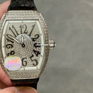 ABF Factory Franck Muller Vanguard V45 44mm Diamond Titanium Leather Strap Black Dial