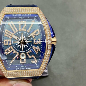 ABF Factory Franck Muller Vanguard V45 44mm Diamond&Rose Gold Rubber Strap Blue Dial