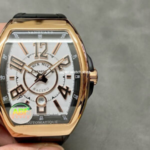 ABF Factory Franck Muller Vanguard V45 44mm Rose Gold Rubber Strap Black Dial