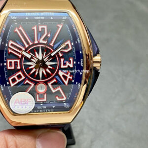 ABF Factory Franck Muller Vanguard V45 44mm Rose Gold Rubber Strap Blue Dial