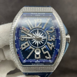 ABF Factory Franck Muller Vanguard V45 44mm Steel Diamond Rubber Strap Blue Dial