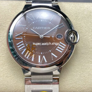 AF Factory Cartier Ballon Bleu 42mm Full Steel Roman Numerals Brown Dial