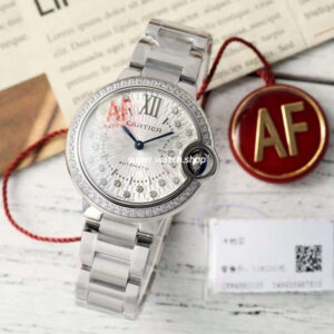 AF Factory Cartier Ballon Bleu W4BB0035 33mm Diamond Bezel Full Steel Diamond Roman Numerals Silver Dial