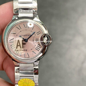 AF Factory Cartier Ballon Bleu W6920034 28mm Full Steel Roman Numerals Pink Dial
