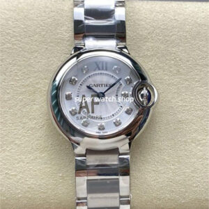 AF Factory Cartier Ballon Bleu WE902073 28mm Full Steel Roman Numerals Diamond Silver Dial