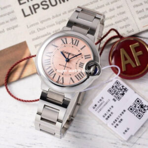 AF Factory Cartier Ballon Bleu WSBB0046 33mm Full Steel Roman Numerals Pink Dial