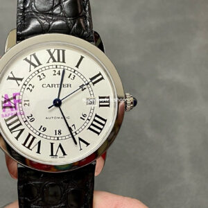 AF Factory Cartier Ronde Solo de Cartier W6701011 42mm Steel Leather Strap Roman Numerals Silver Dial