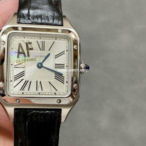 AF Factory Cartier Santos Dumont 27.5mm Steel Leather Strap Silver Dial
