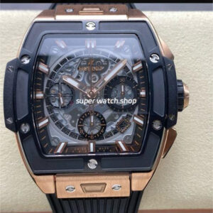 BBF Factory Hublot Spirit of Big Bang 642.OM.0180.RX 42mm Black Ceramic Rose Gold Black Rubber Strap Skeletonized Black Dial