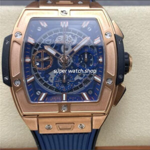 BBF Factory Hublot Spirit of Big Bang 642.OX.7180.RX 42mm Rose Gold Ceramic Rose Gold Blue Rubber Strap Skeletonized Blue Dial
