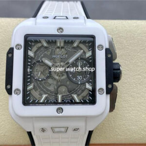 BBF Factory Hublot Square Bang 821.HX.0170.RX 42mm Ceramic Rubber Strap Skeletonized Dial