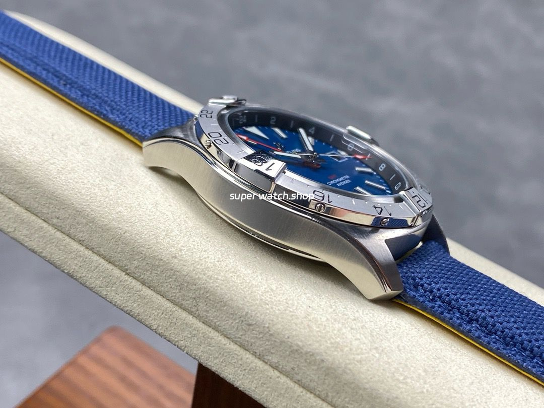 BLS Factory Breitling Avenger A32320101C1X1 44mm Steel Calf Skin Strap Red GMT Needle Blue Dial - Image 5