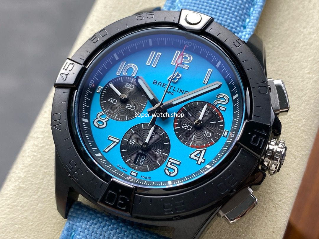 BLS Factory Breitling Avenger B01 Chronograph SB0146101L1X1 44mm Steel Light Blue Calf Skin Strap Arabic Numerals Light Blue Dial - Image 3