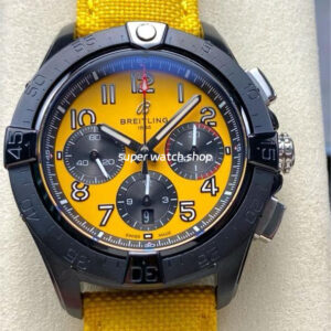 BLS Factory Breitling Avenger B01 Chronograph SB0147101I1X1 44mm Steel Yellow Calf Skin Strap Arabic Numerals Yellow Dial