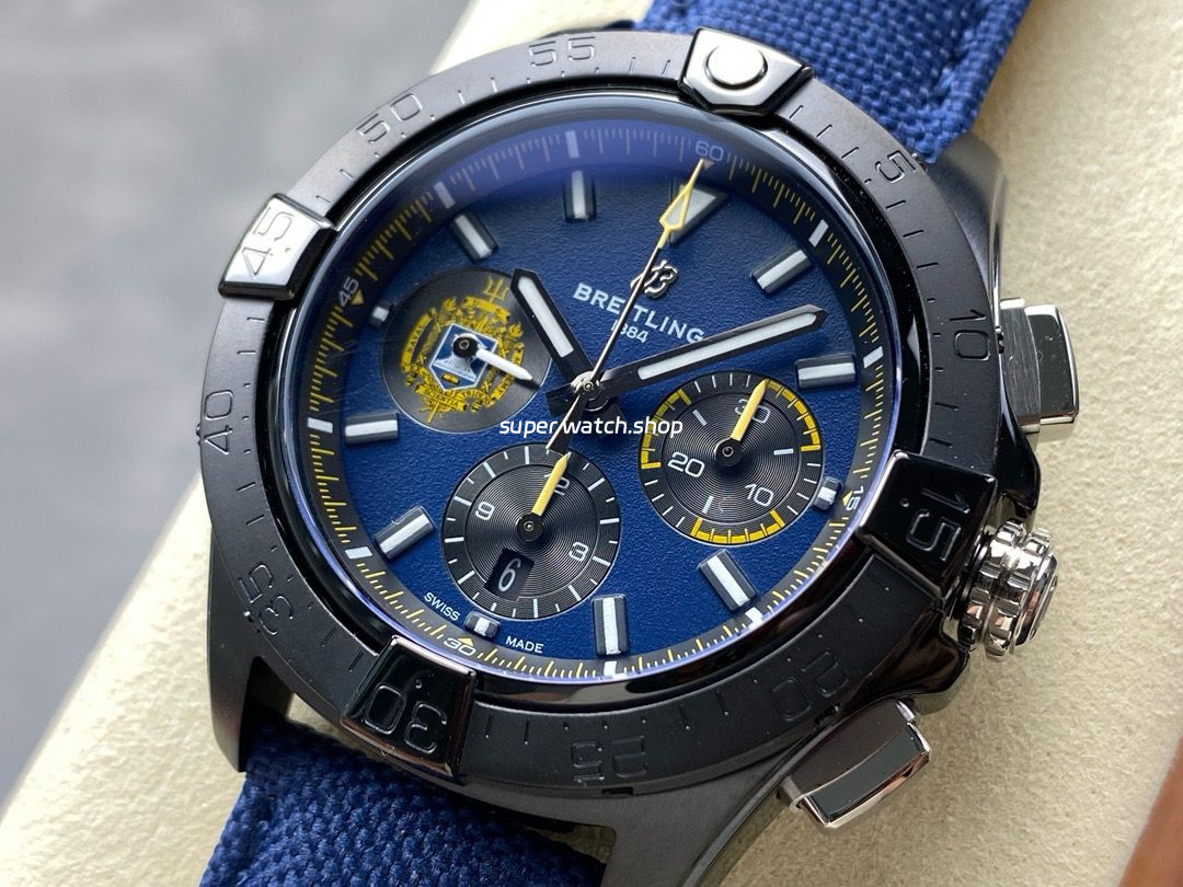 BLS Factory Breitling Avenger SB01474A1C1X1 44mm Steel Dark Blue Calf Skin Strap Dark Blue Dial - Image 3