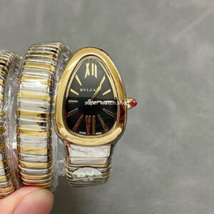 BV Factory Bvlgari Quartz Serpenti 102123 35mm Gold&Steel Roman Numerals Black Dial