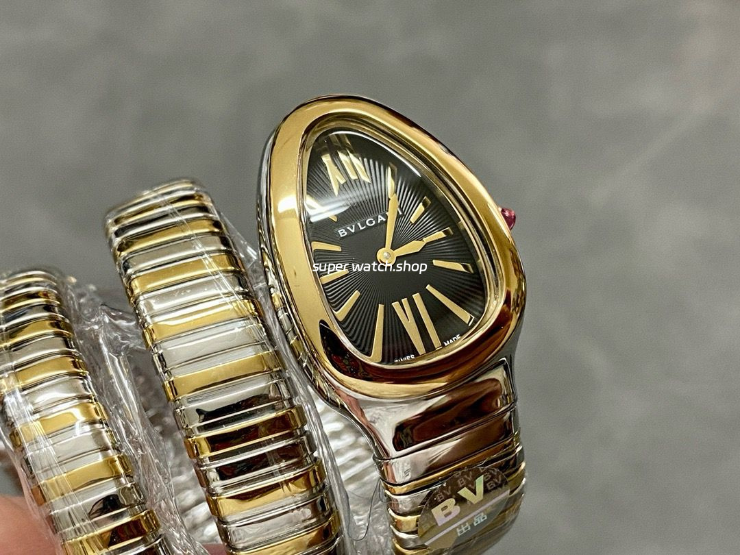 BV Factory Bvlgari Quartz Serpenti 102123 35mm Gold&Steel Roman Numerals Black Dial - Image 2