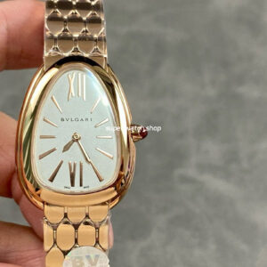 BV Factory Bvlgari Quartz Serpenti 103948 33mm Full Steel Rose Gold Roman Numerals Silver Dial