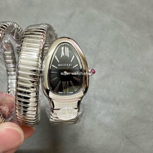 BV Factory Bvlgari Quartz Serpenti 102824 35mm Steel Roman Numerals Black Dial