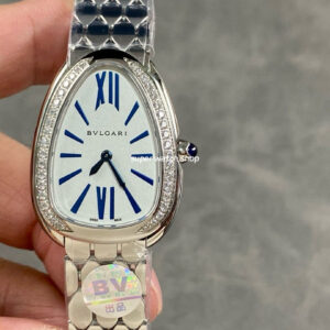 BV Factory Bvlgari Quartz Serpenti 103148 33mm Full Steel Blue Roman Numerals Silver Dial