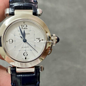 BV Factory Cartier Pasha WSPA0012 35mm Steel Leather Strap White Dial