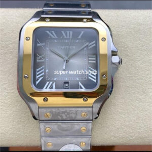 BV Factory Cartier Santos W2SA0030 39.8mm Full Gold Steel Roman Numerals Grey Dial