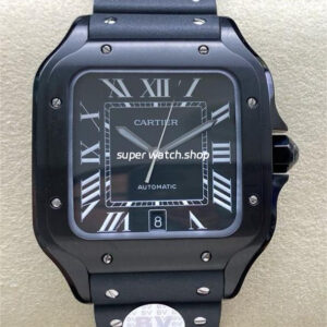 BV Factory Cartier Santos WSSA0039 39.8mm Steel Rubber Strap Roman Numerals Black Dial