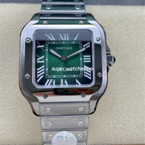 BV Factory Cartier Santos WSSA0061 35.1mm Full Steel Roman Numerals Green Dial