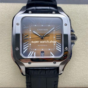 BV Factory Cartier Santos WSSA0064 39.8mm Steel Leather Strap Roman Numerals Orange Dial