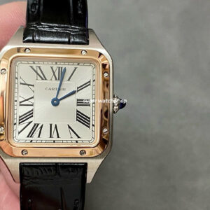 F1 Factory Cartier Santos Dumont W2SA0012 27.5mm Steel Leather Strap Roman Numerals Silver Dial