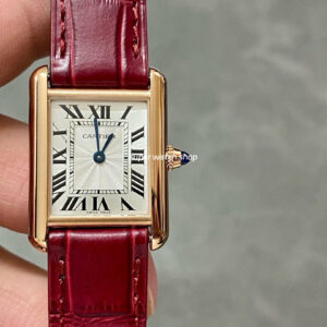F1 Factory Cartier Tank Louis Cartier WGTA0010 22mm Rose Gold Leather Strap Roman Numerals Silver Dial