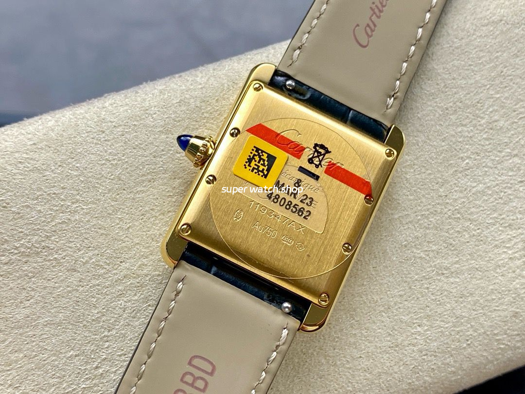 F1 Factory Cartier Tank Louis Cartier WGTA0213 25.5mm Yellow Gold Leather Strap Roman Numerals Champagne Dial - Image 7