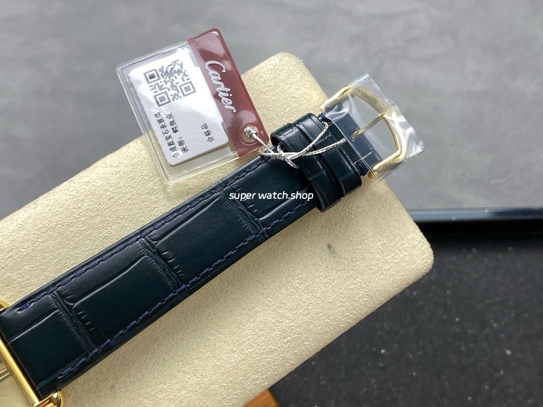 F1 Factory Cartier Tank Louis Cartier WGTA0213 25.5mm Yellow Gold Leather Strap Roman Numerals Champagne Dial - Image 8