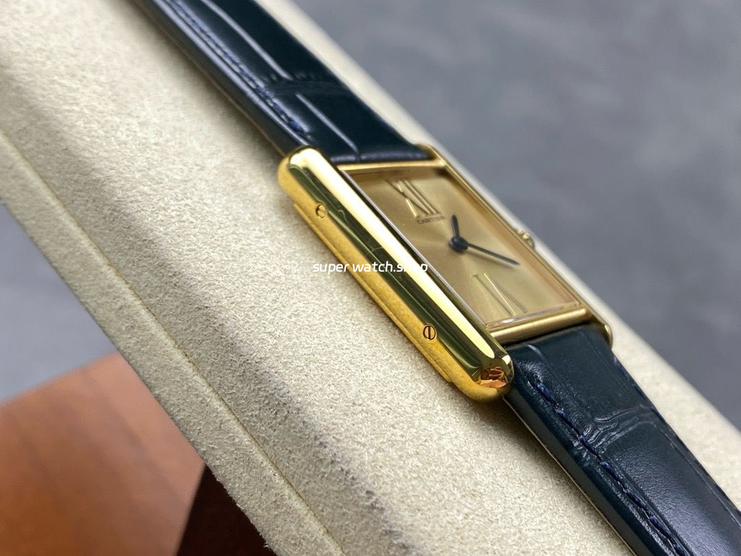 F1 Factory Cartier Tank Louis Cartier WGTA0213 25.5mm Yellow Gold Leather Strap Roman Numerals Champagne Dial - Image 5