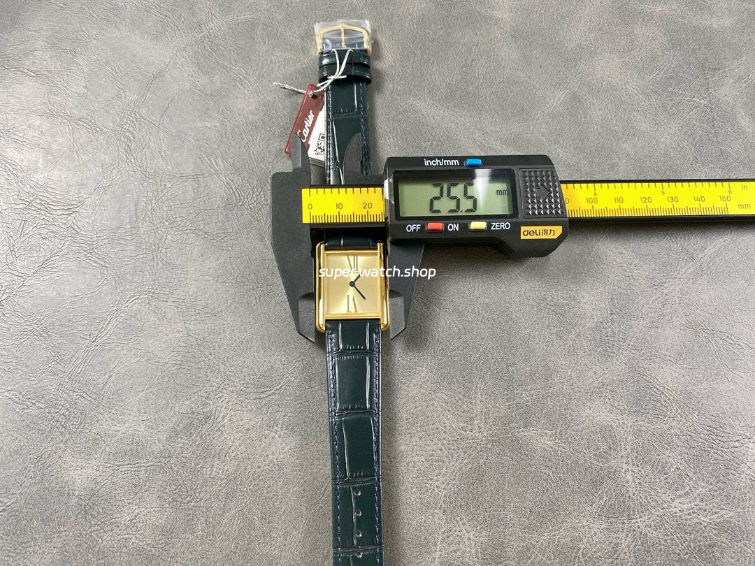 F1 Factory Cartier Tank Louis Cartier WGTA0213 25.5mm Yellow Gold Leather Strap Roman Numerals Champagne Dial - Image 9