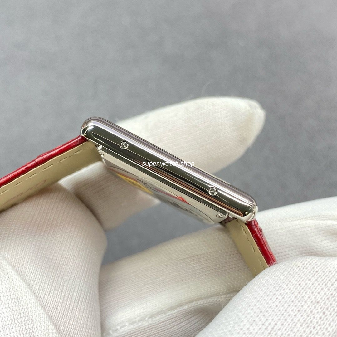 F1 Factory Cartier Tank Louis Cartier WSTA0054 25.5mm Steel Leather Strap Red Dial - Image 5