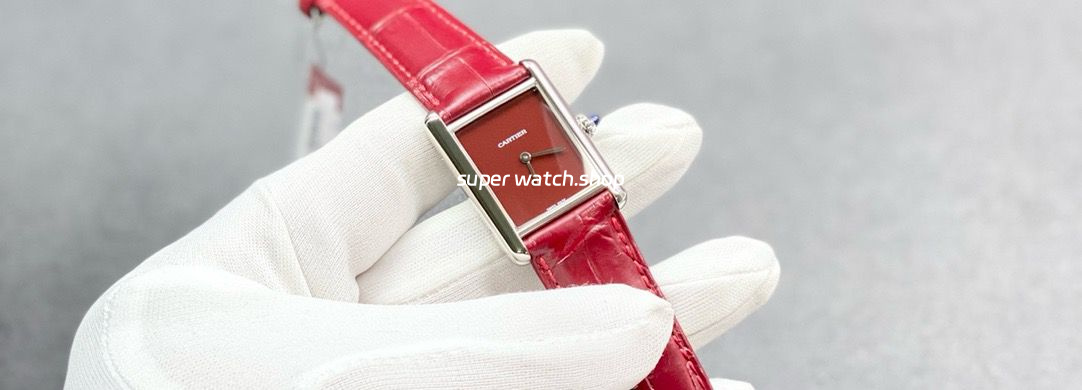 F1 Factory Cartier Tank Louis Cartier WSTA0054 25.5mm Steel Leather Strap Red Dial - Image 4