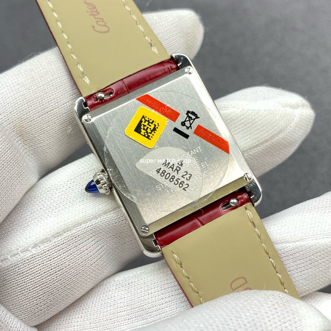 F1 Factory Cartier Tank Louis Cartier WSTA0054 25.5mm Steel Leather Strap Red Dial - Image 7